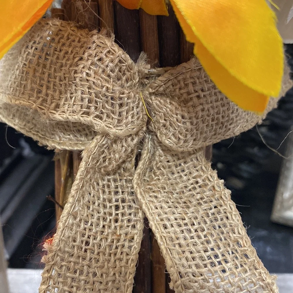 Rustic Sunflower and Berry Arrangement with Burlap Bow!
